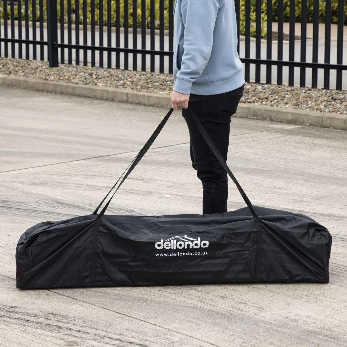 Dellonda Premium 3x6m Pop-Up Gazebo, Heavy Duty, PVC Coated, Water Resistant Fabric, Supplied with Carry Bag, Rope, Stakes & Weight Bags - Blue Canopy