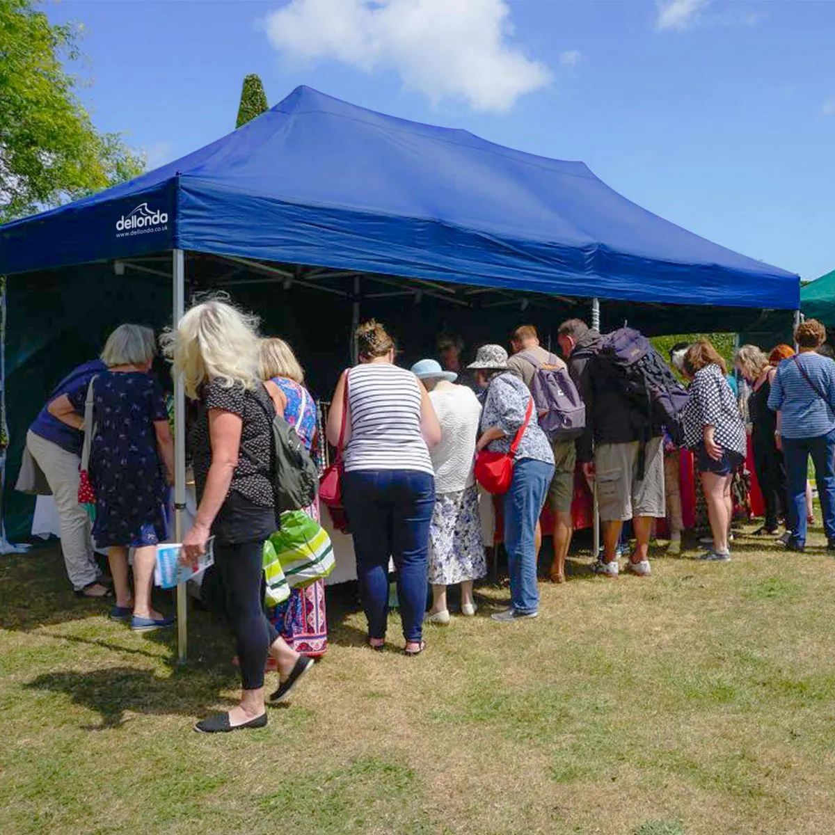 Dellonda Premium 3x6m Pop-Up Gazebo, Heavy Duty, PVC Coated, Water Resistant Fabric, Supplied with Carry Bag, Rope, Stakes & Weight Bags - Blue Canopy