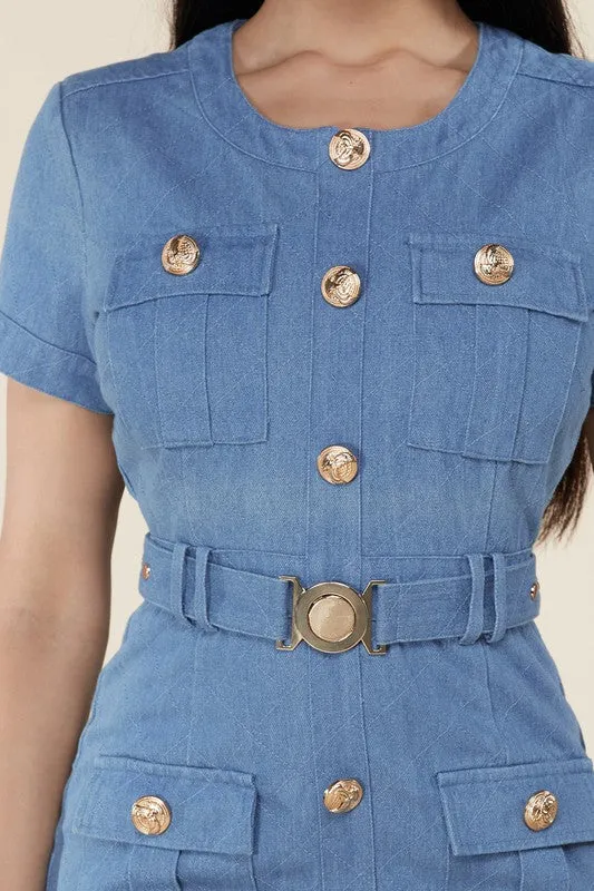 Denim Dress Gold Buttons