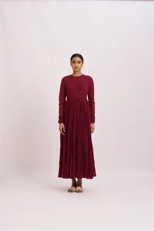 Dot   I   Ghoomar Bahla Anarkali - Set  Cotton Gauze Anarkali with Cotton Pants  Maroon SS24-G-4