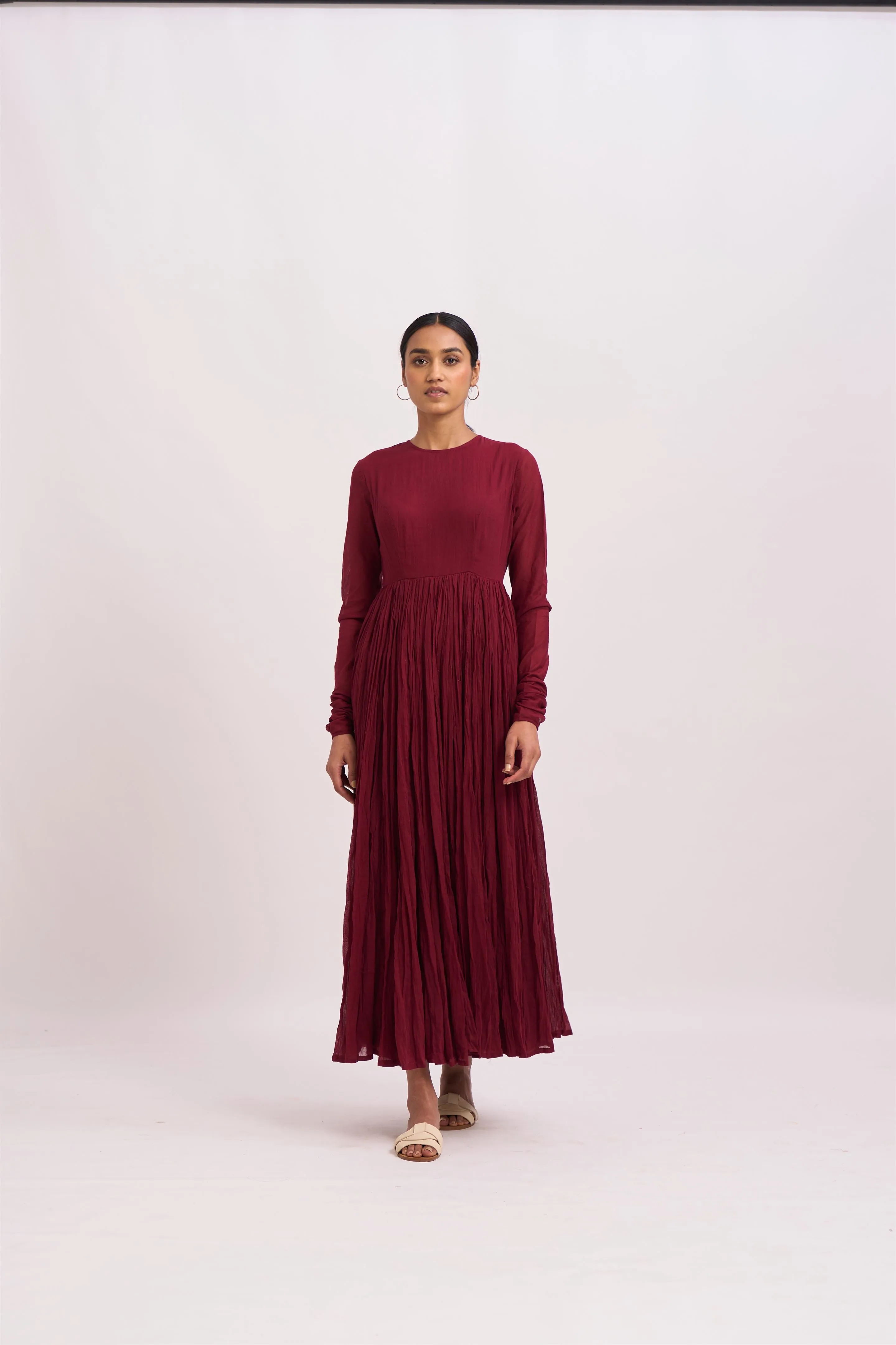 Dot   I   Ghoomar Bahla Anarkali - Set  Cotton Gauze Anarkali with Cotton Pants  Maroon SS24-G-4