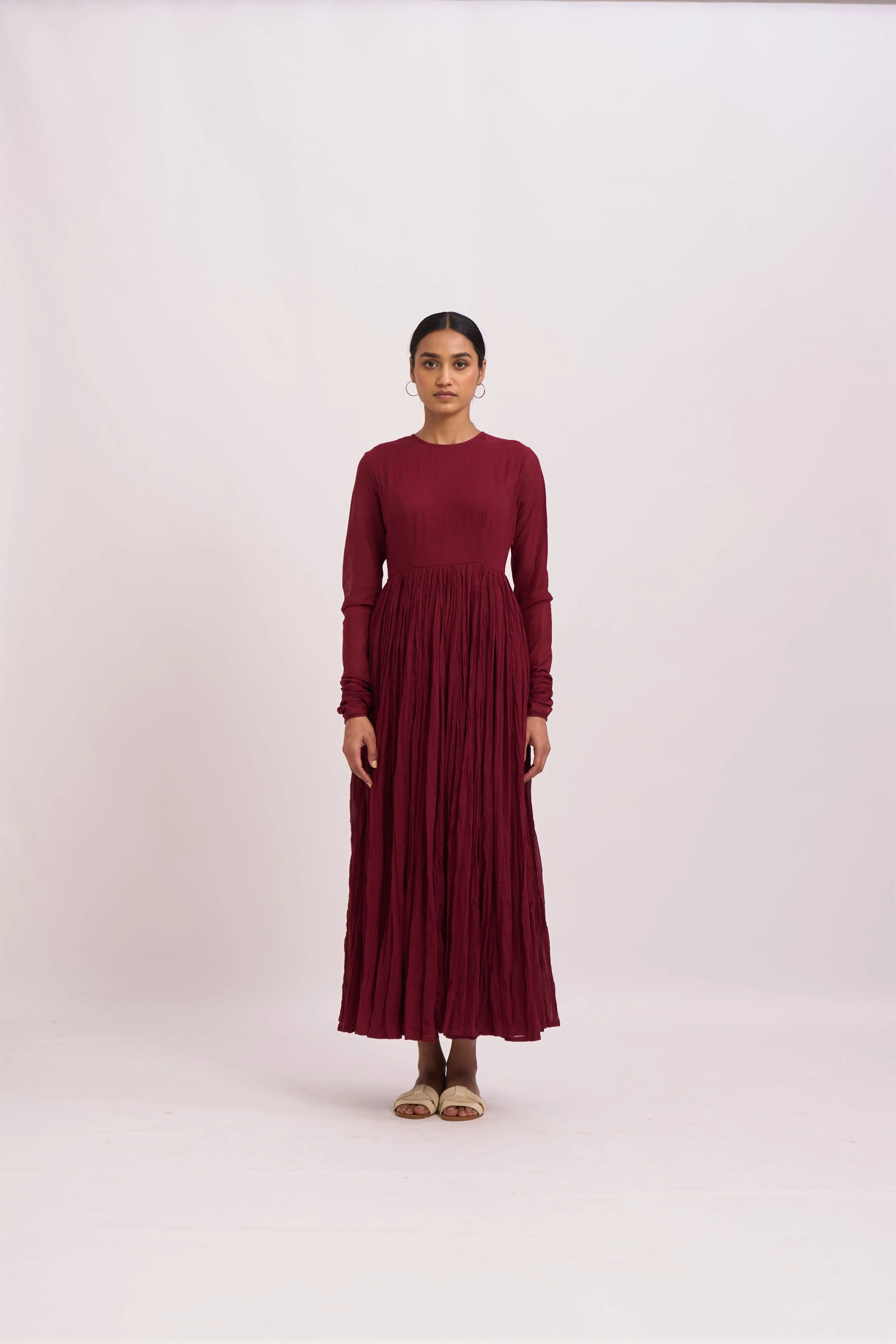 Dot   I   Ghoomar Bahla Anarkali - Set  Cotton Gauze Anarkali with Cotton Pants  Maroon SS24-G-4