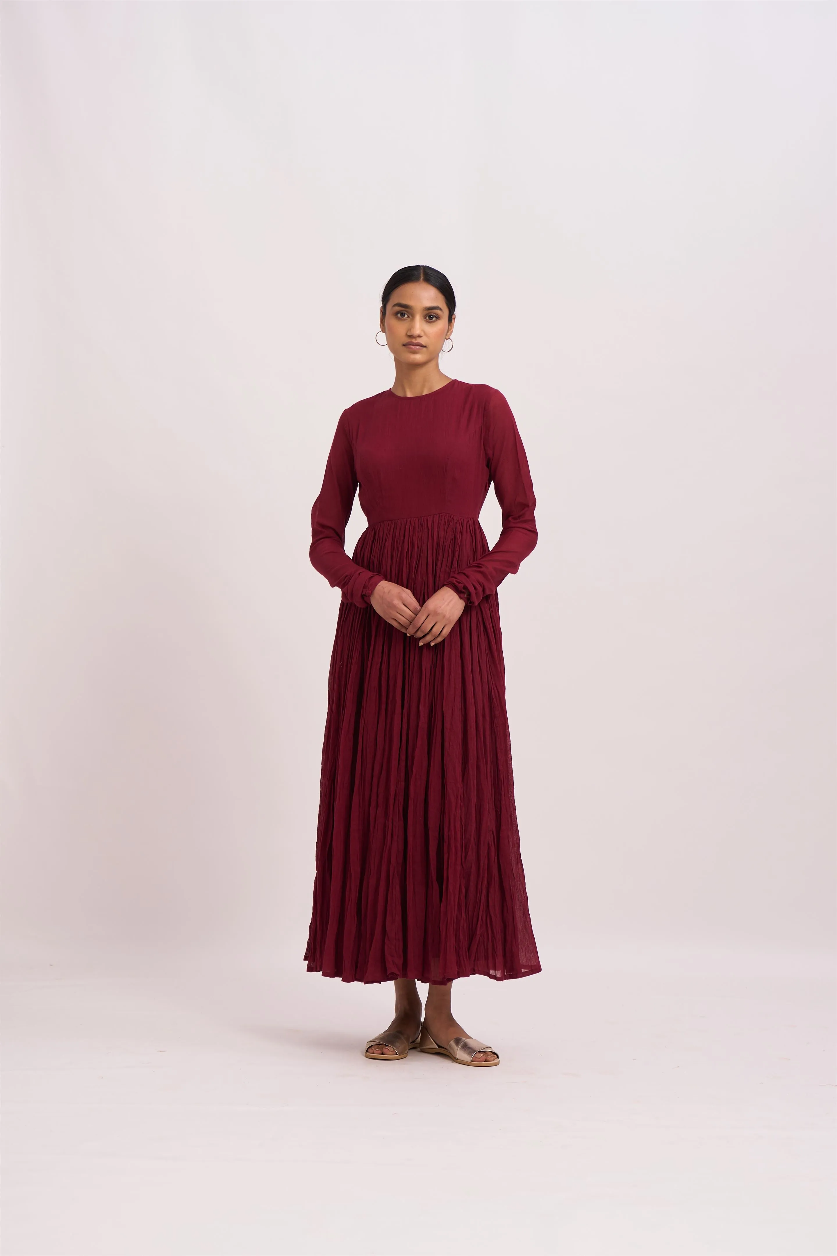 Dot   I   Ghoomar Bahla Anarkali - Set  Cotton Gauze Anarkali with Cotton Pants  Maroon SS24-G-4