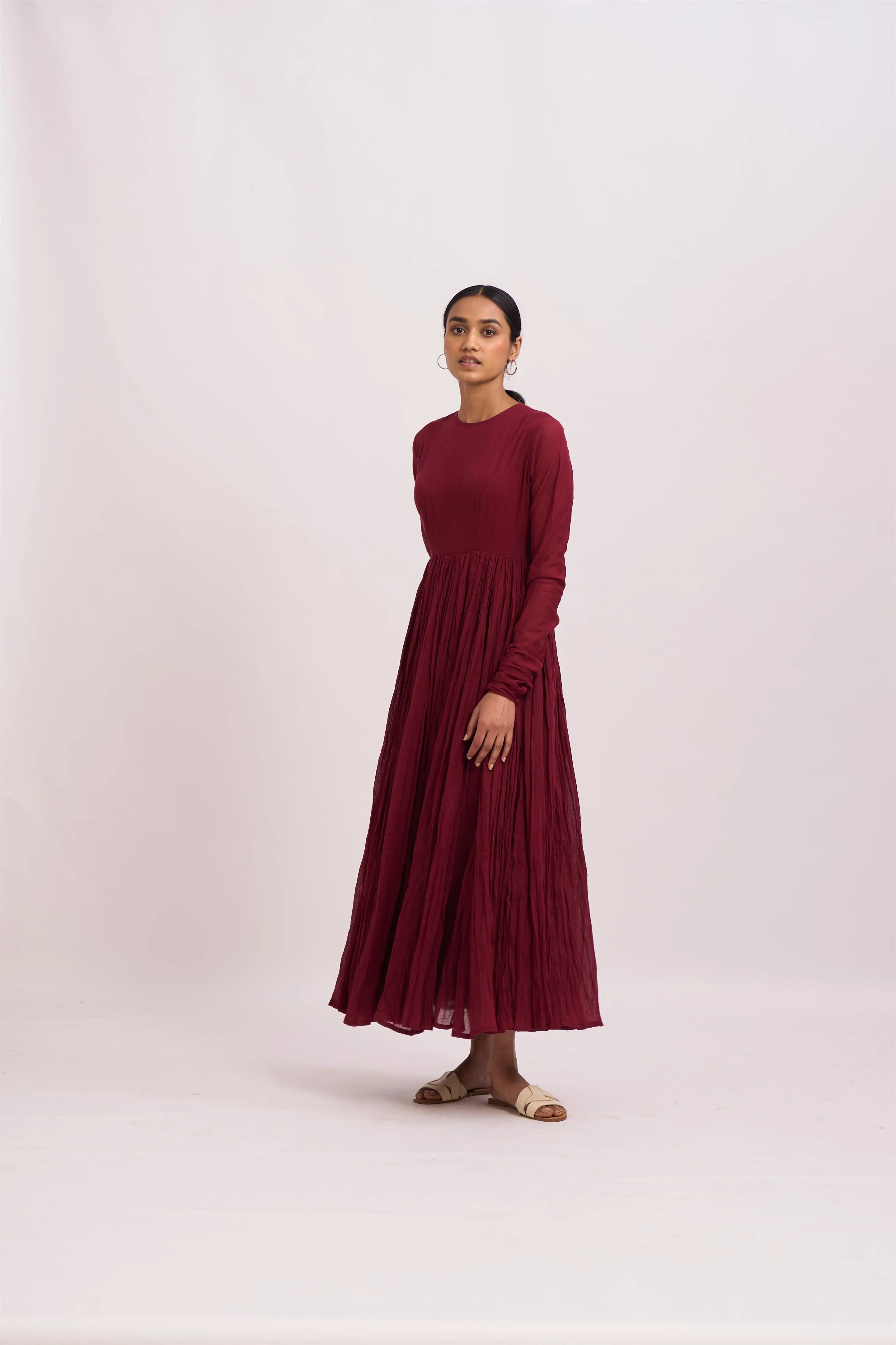 Dot   I   Ghoomar Bahla Anarkali - Set  Cotton Gauze Anarkali with Cotton Pants  Maroon SS24-G-4