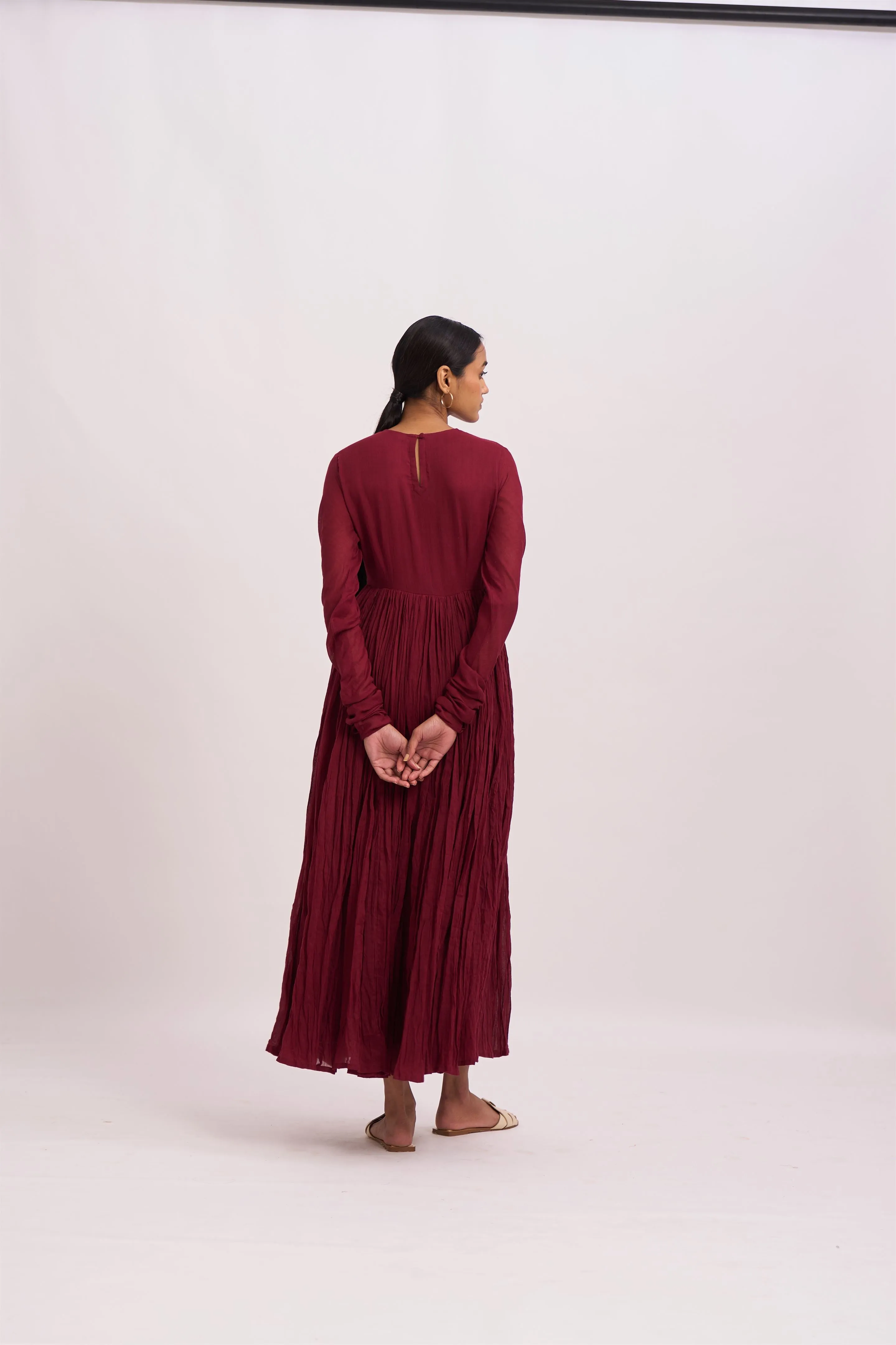 Dot   I   Ghoomar Bahla Anarkali - Set  Cotton Gauze Anarkali with Cotton Pants  Maroon SS24-G-4