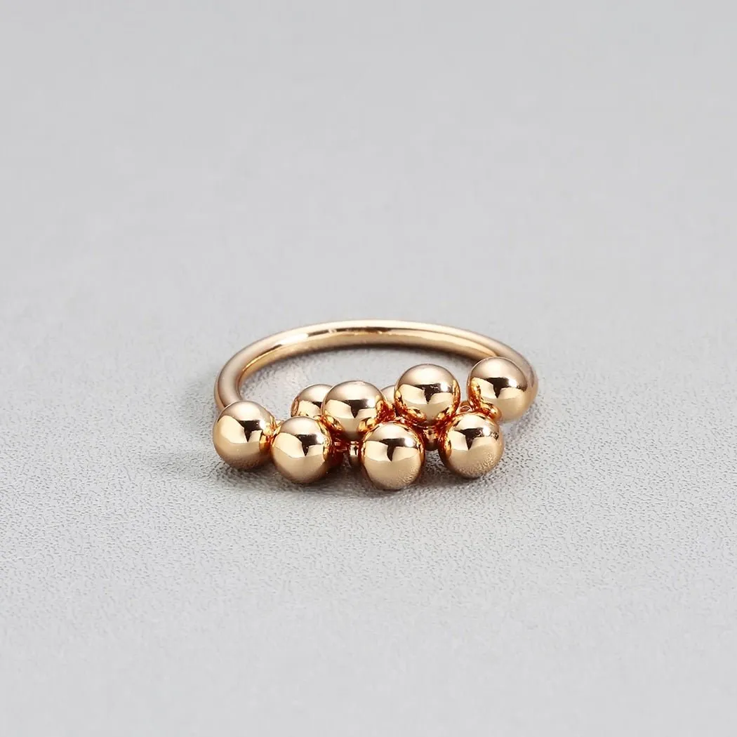 Elegant Bead Golden Ring Yellow Engagement Women's Wedding Jewelry