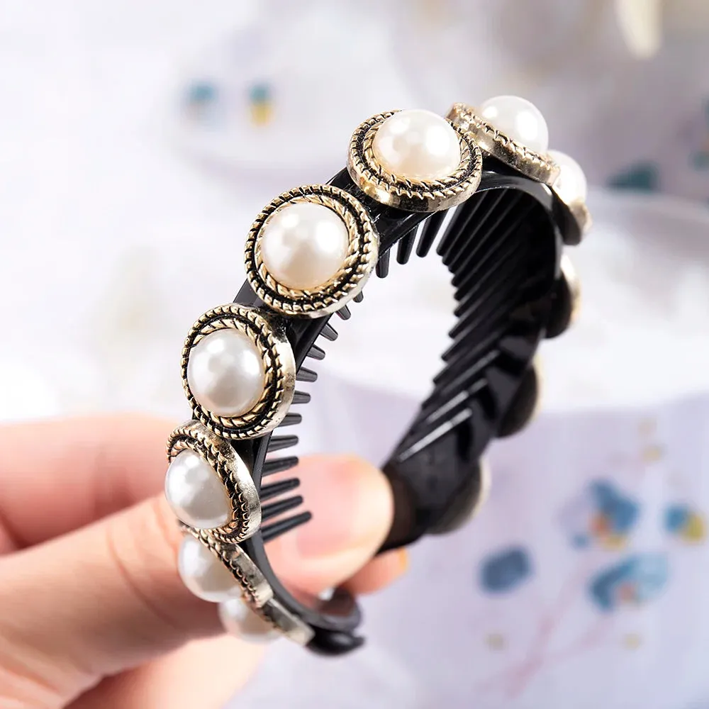 Elegant Luxury Rhinestone Tassel Ponytail Hair Claws Sweet Meatball Hair Clips Headband Fashion Hair Accessories