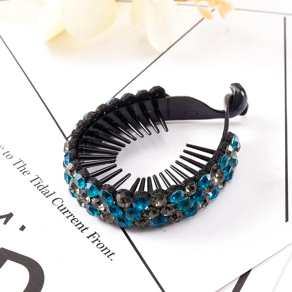 Elegant Luxury Rhinestone Tassel Ponytail Hair Claws Sweet Meatball Hair Clips Headband Fashion Hair Accessories