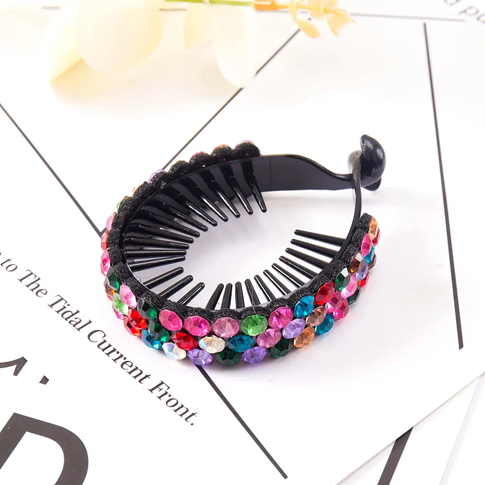 Elegant Luxury Rhinestone Tassel Ponytail Hair Claws Sweet Meatball Hair Clips Headband Fashion Hair Accessories