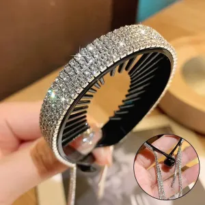 Elegant Luxury Rhinestone Tassel Ponytail Hair Claws Sweet Meatball Hair Clips Headband Fashion Hair Accessories