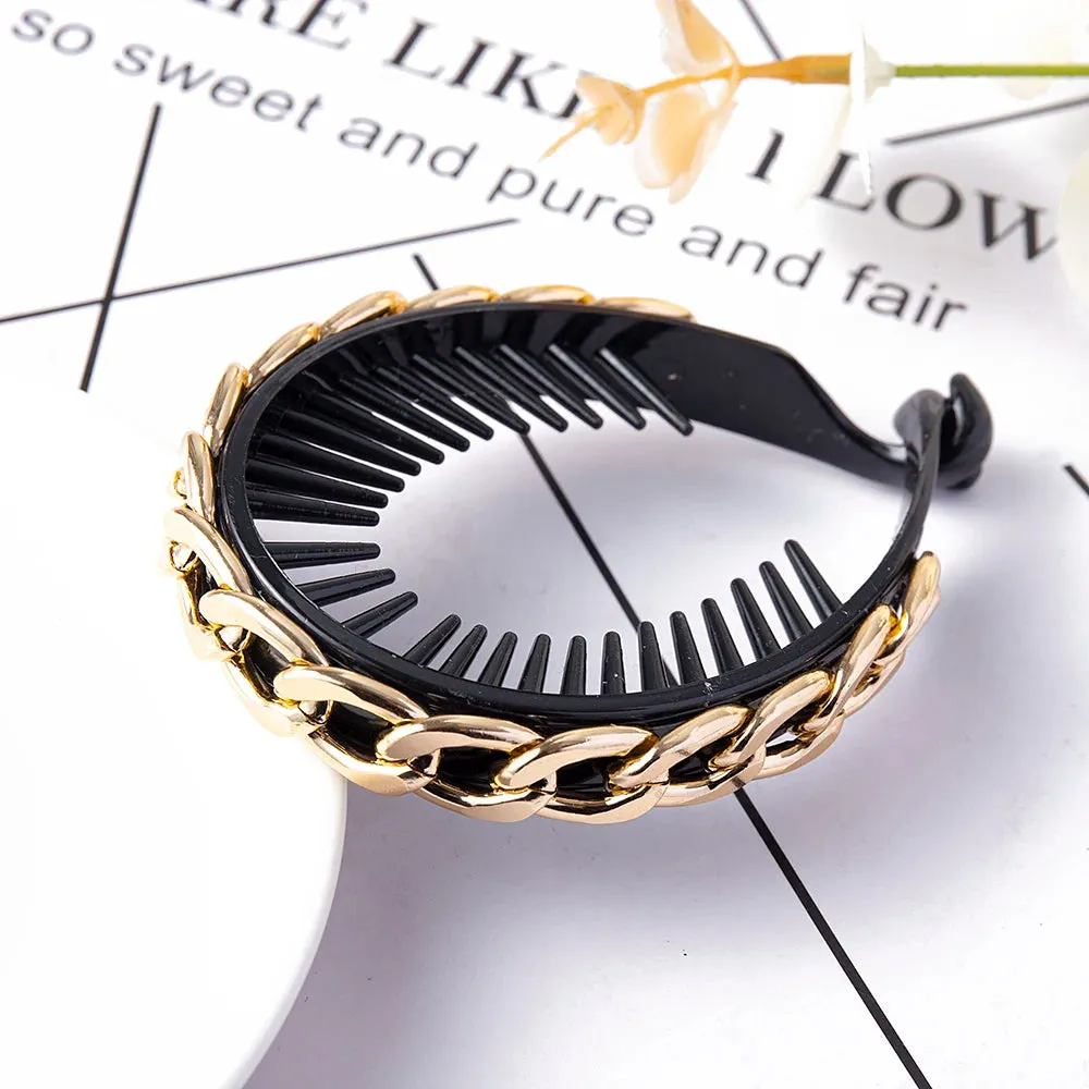Elegant Luxury Rhinestone Tassel Ponytail Hair Claws Sweet Meatball Hair Clips Headband Fashion Hair Accessories