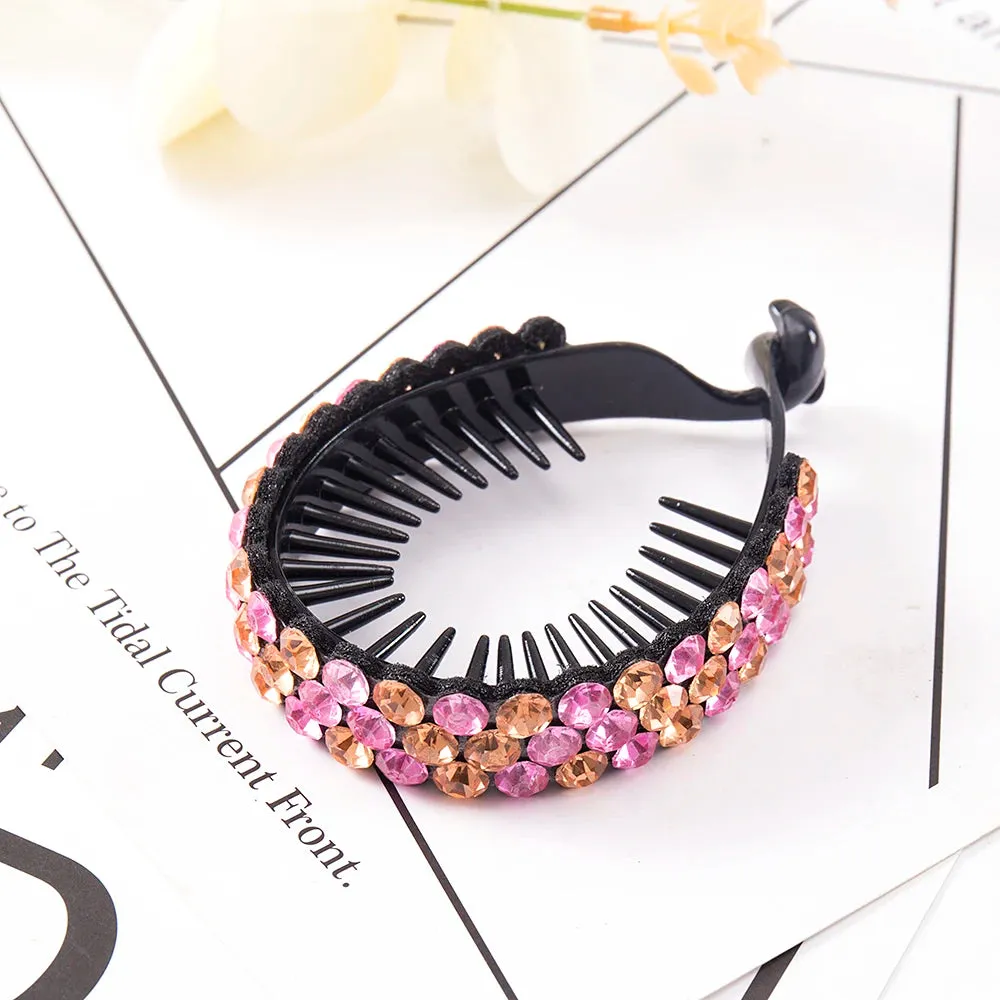 Elegant Luxury Rhinestone Tassel Ponytail Hair Claws Sweet Meatball Hair Clips Headband Fashion Hair Accessories