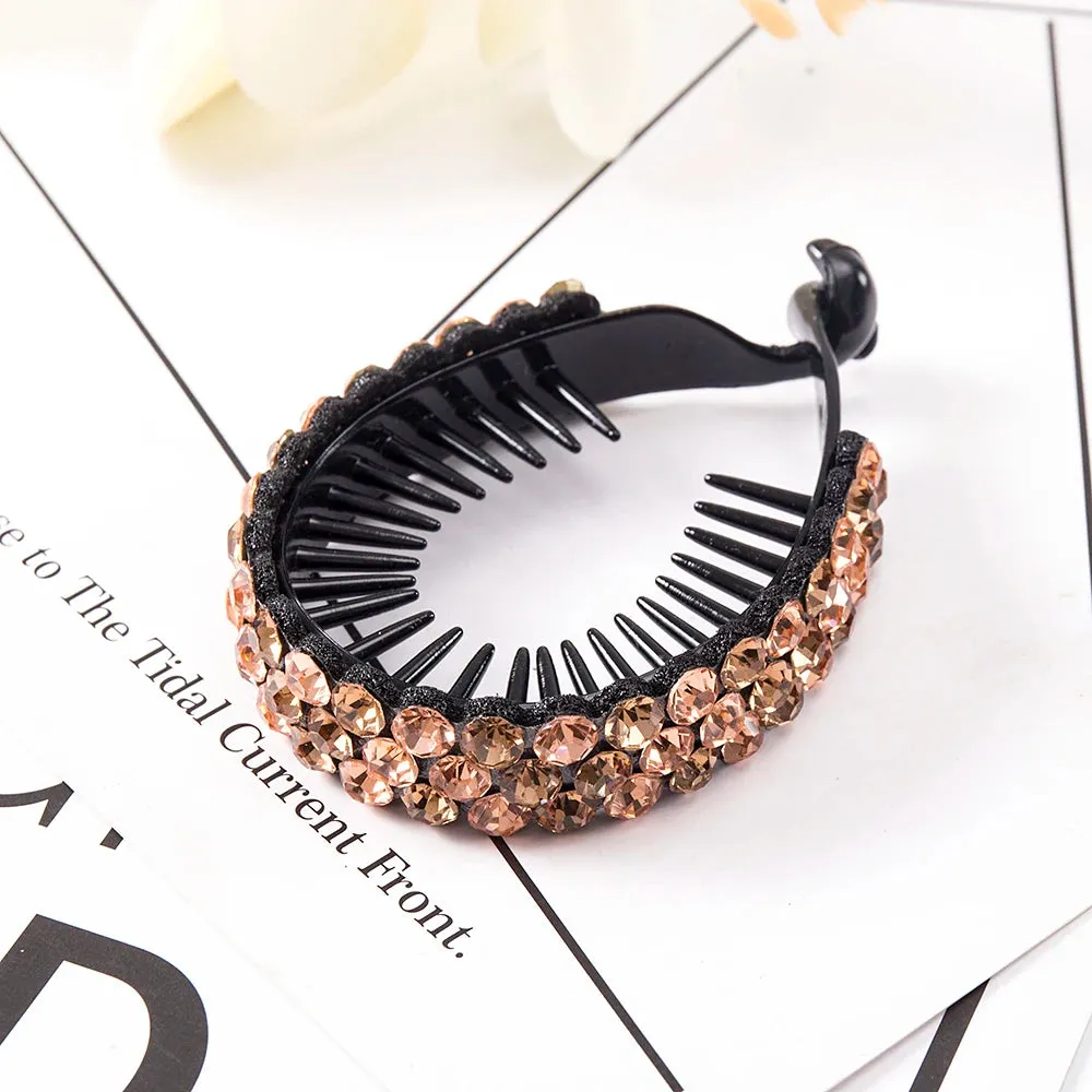 Elegant Luxury Rhinestone Tassel Ponytail Hair Claws Sweet Meatball Hair Clips Headband Fashion Hair Accessories