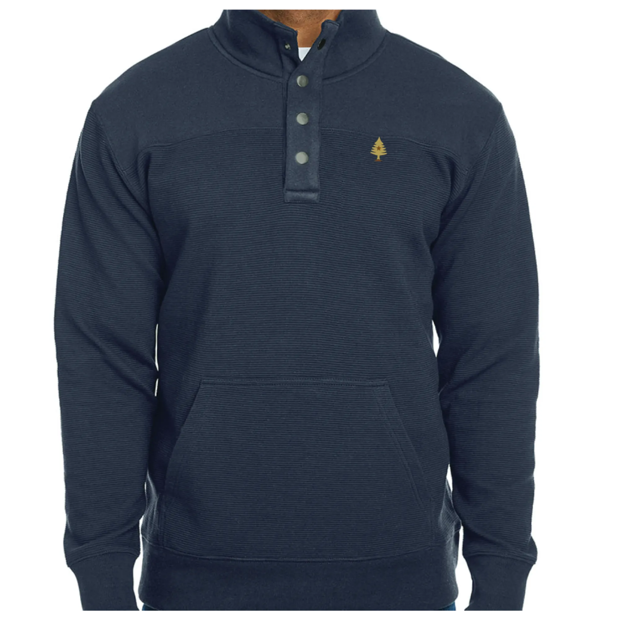 Embroidered Tree Ripple Fleece Snap Pullover