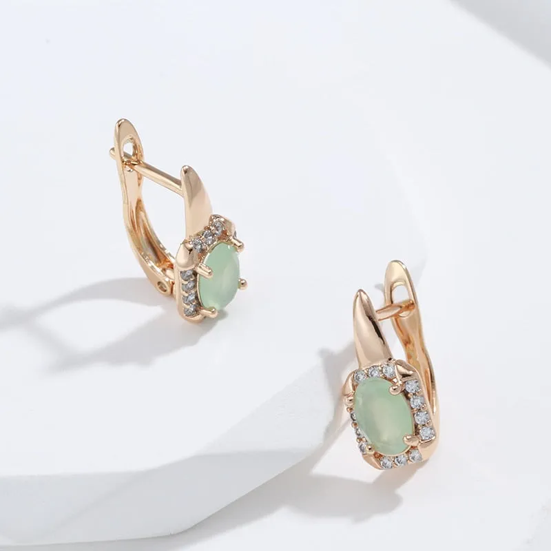 Ethnic Zircon Drop Earrings 585 Rose Gold For Women Wedding Jewelry