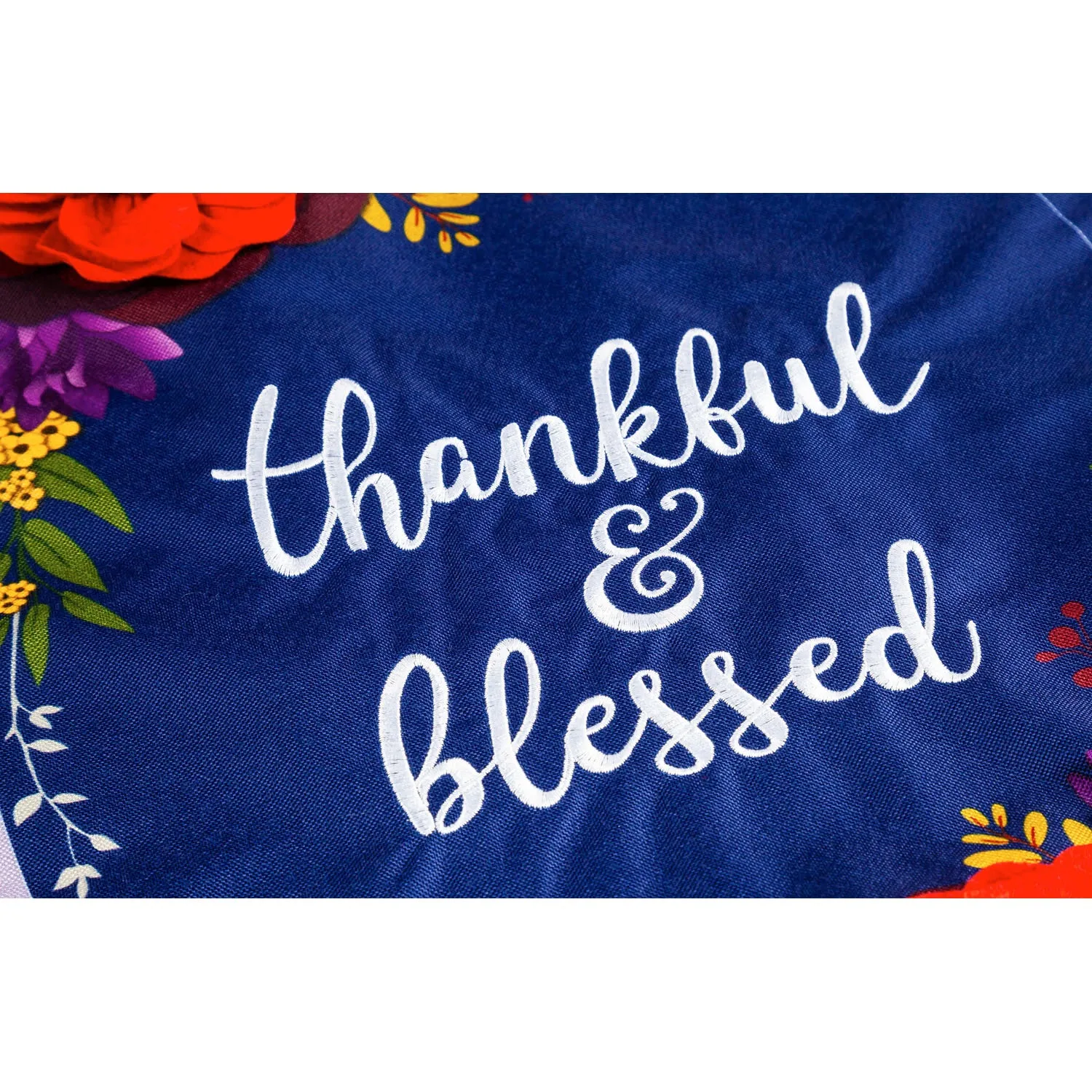 Fall Floral Check Garden Linen Flag,14l9903