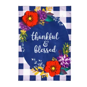 Fall Floral Check Garden Linen Flag,14l9903