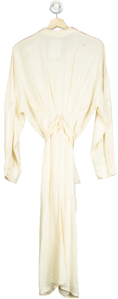 Fashion Nova Cream Tie-Front Shirt Dress UK M