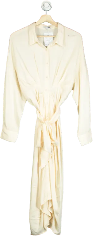 Fashion Nova Cream Tie-Front Shirt Dress UK M