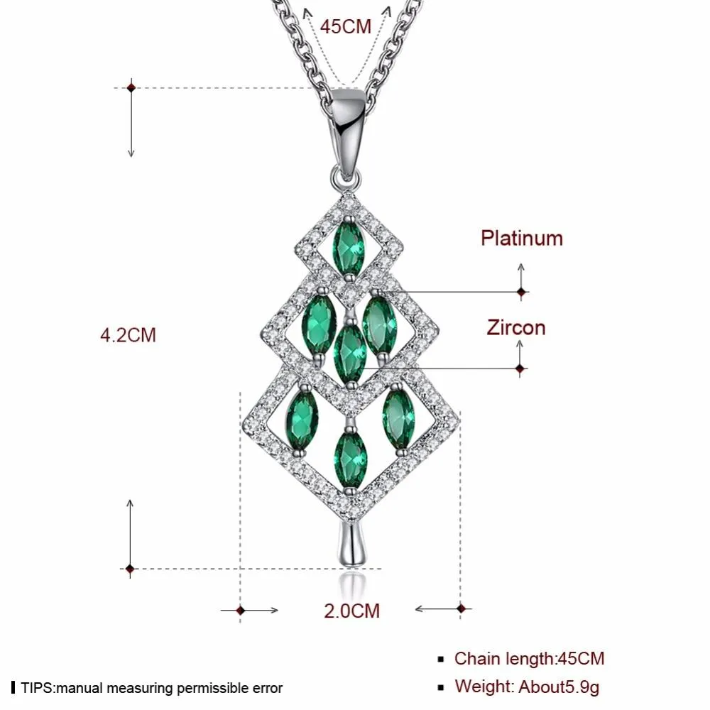 Fashion Women's jewelry Necklaces & Pendants Geometric Shape Decoration Red Zircon Trendy Link Chain