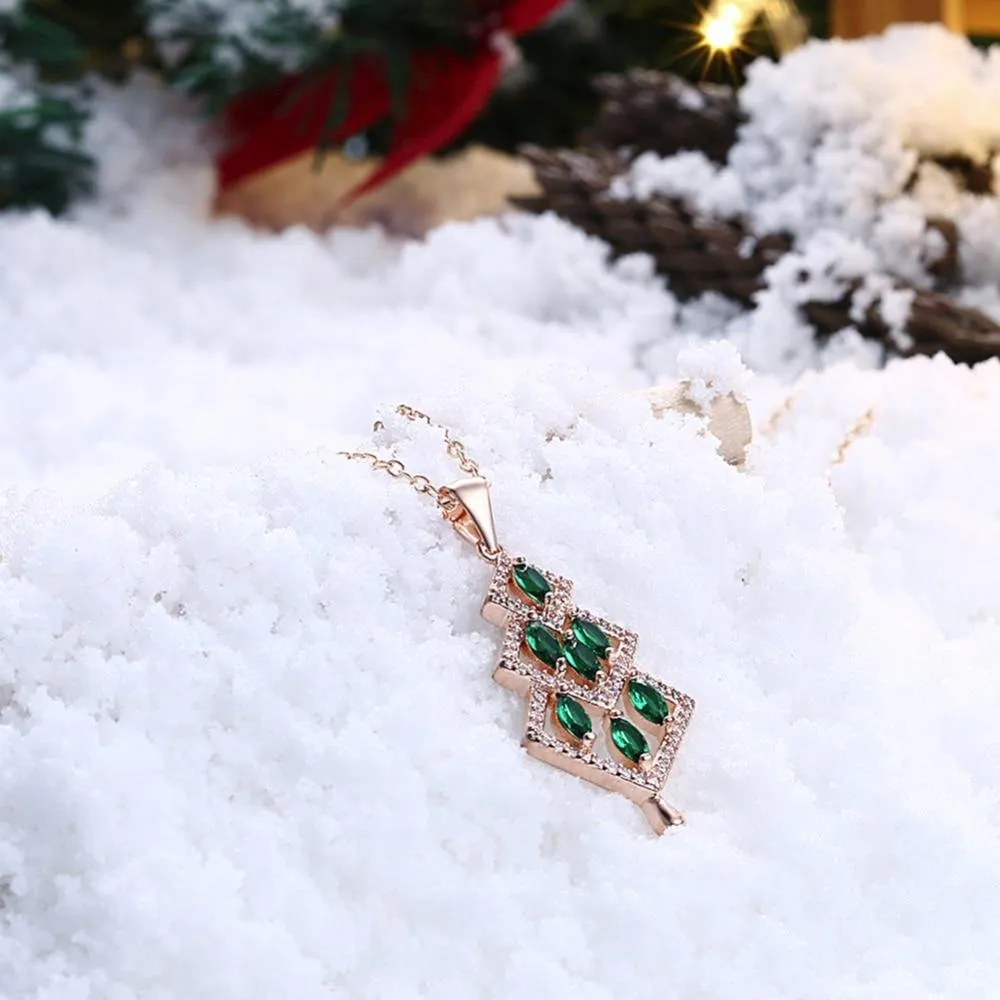 Fashion Women's jewelry Necklaces & Pendants Geometric Shape Decoration Red Zircon Trendy Link Chain