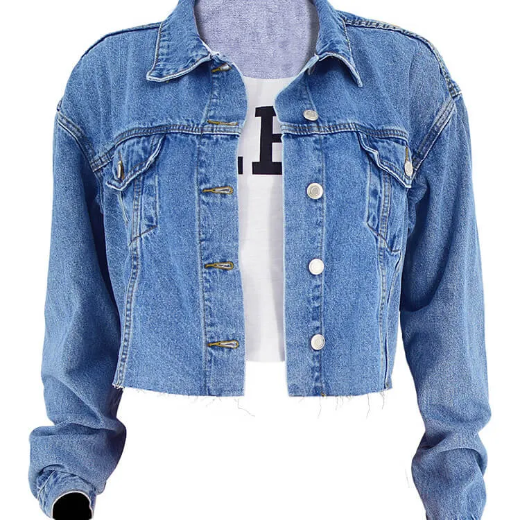 Fashion Women's Street Style Denim Wash Loose Jean Jacket
