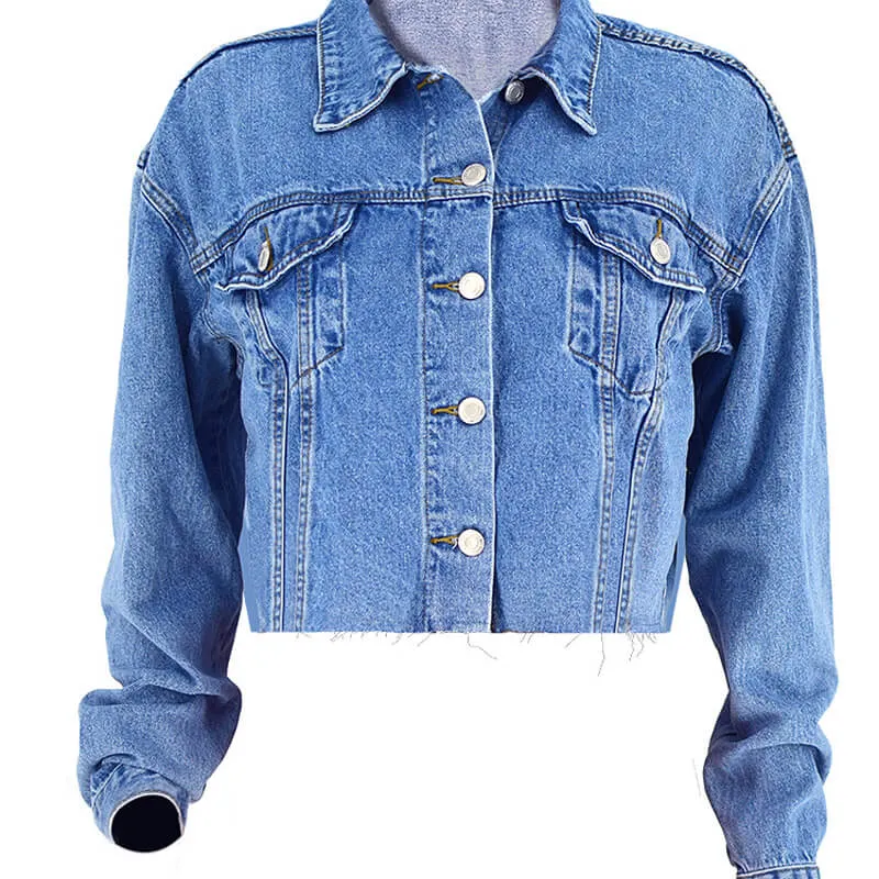 Fashion Women's Street Style Denim Wash Loose Jean Jacket