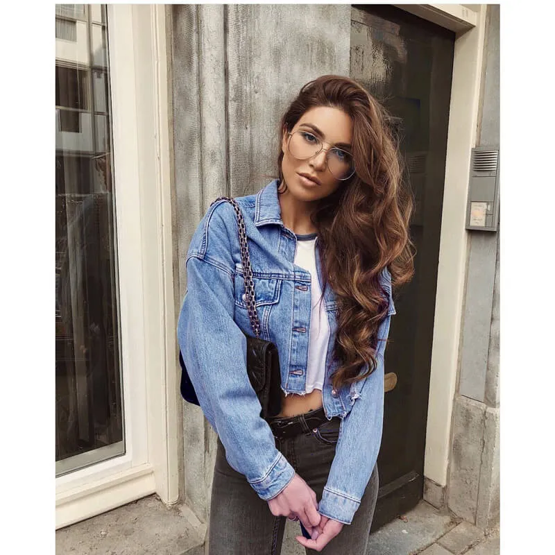 Fashion Women's Street Style Denim Wash Loose Jean Jacket