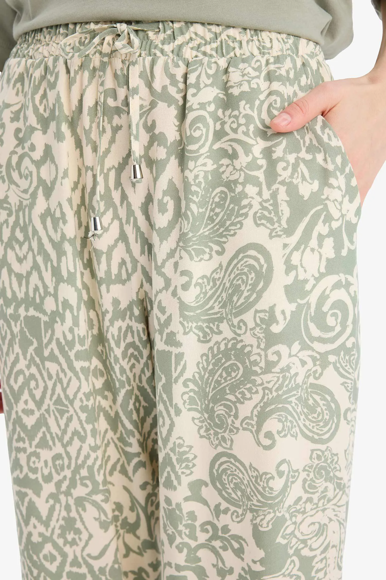 Florida Pattern Viscose Fabric Palazzo Pants High Waist Wide Leg