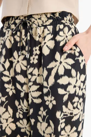Florida Pattern Viscose Fabric Palazzo Pants High Waist Wide Leg
