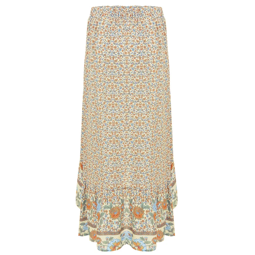 Flower print women boho gypsy skirt