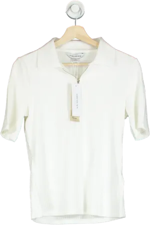 Forever New Porcelain Mai Short Sleeve Zip Polo UK M