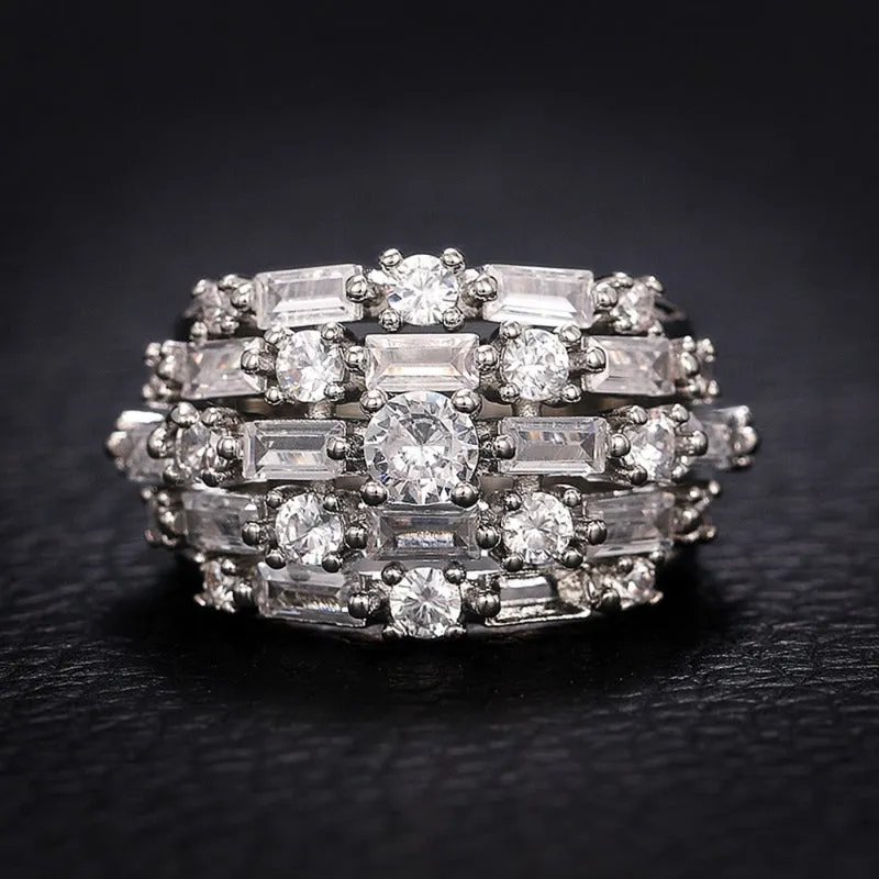 Full Bling Blue / White Sapphire Women Ring Wedding for Party Jewelry