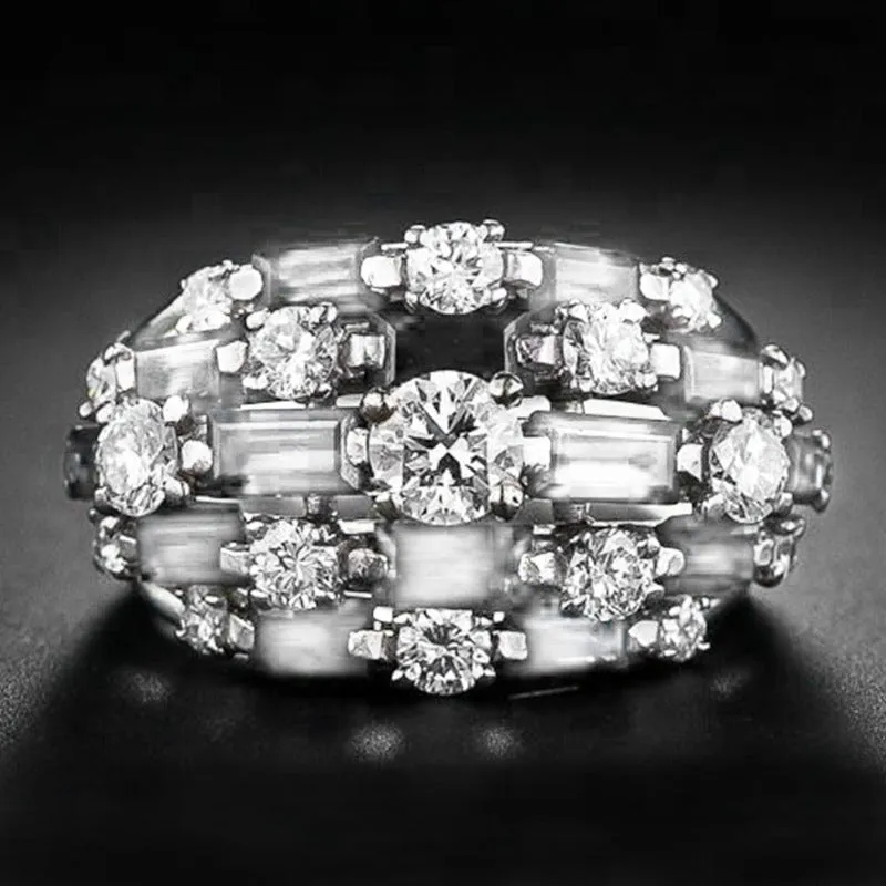 Full Bling Blue / White Sapphire Women Ring Wedding for Party Jewelry