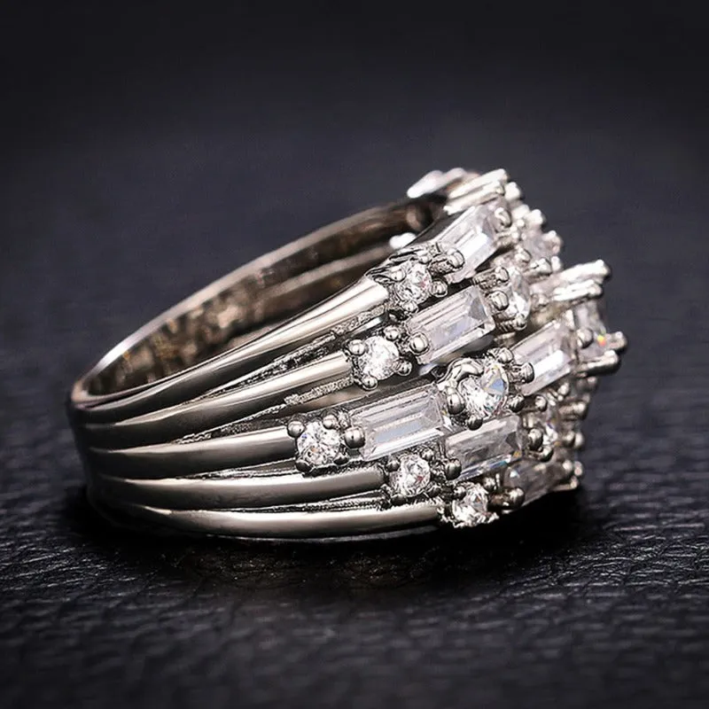 Full Bling Blue / White Sapphire Women Ring Wedding for Party Jewelry