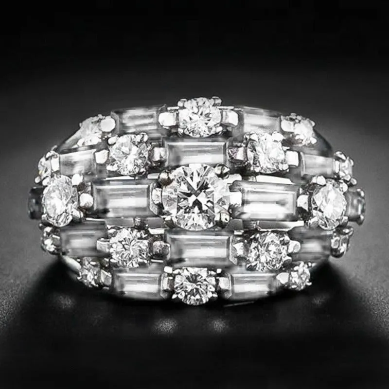 Full Bling Blue / White Sapphire Women Ring Wedding for Party Jewelry