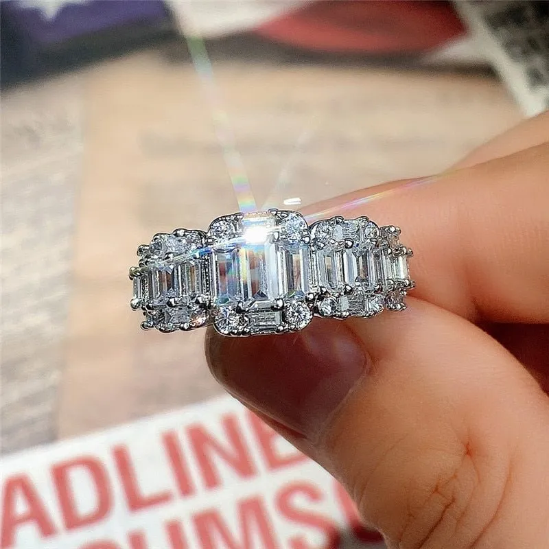 Full Dazzling Zircon Ring for Women Wedding Band Jewelry