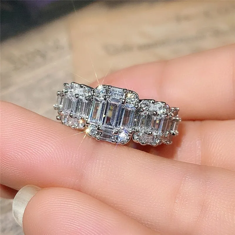Full Dazzling Zircon Ring for Women Wedding Band Jewelry