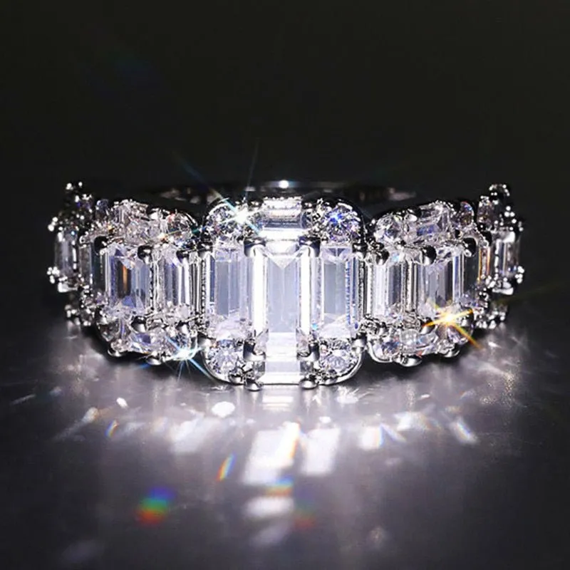 Full Dazzling Zircon Ring for Women Wedding Band Jewelry