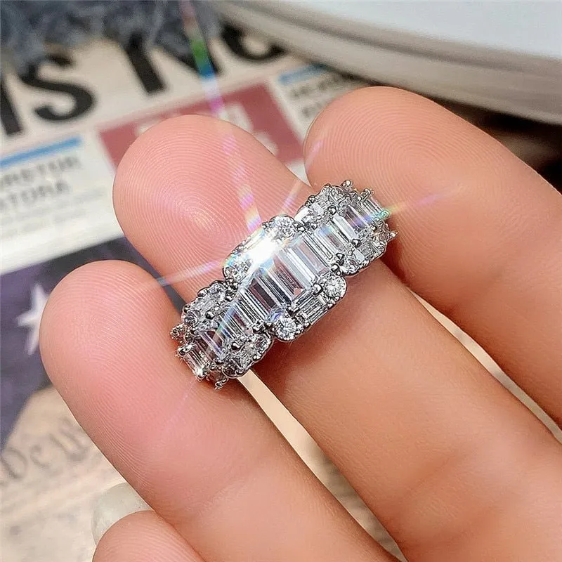 Full Dazzling Zircon Ring for Women Wedding Band Jewelry