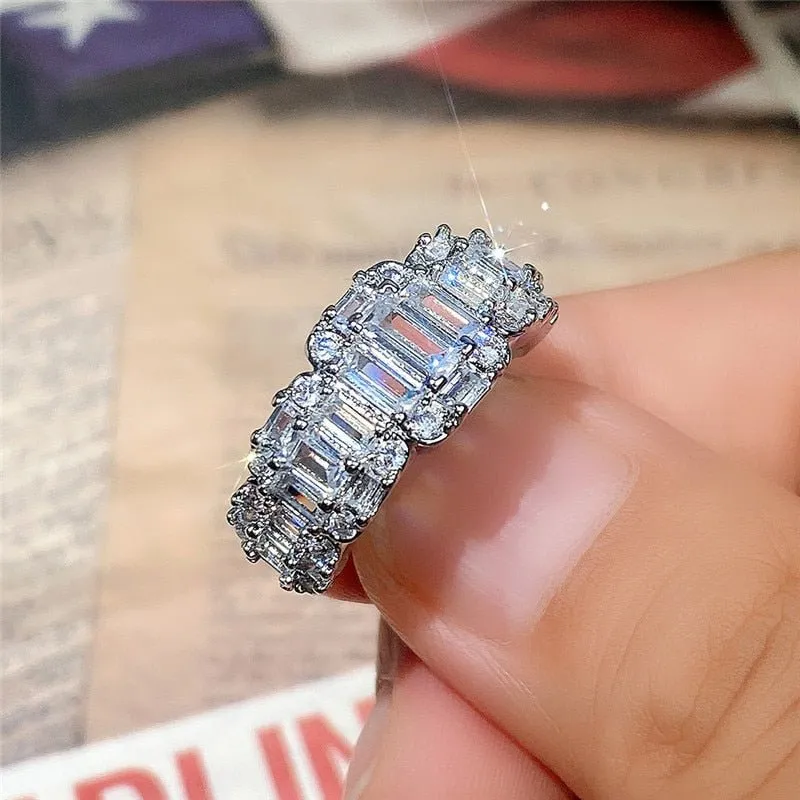 Full Dazzling Zircon Ring for Women Wedding Band Jewelry