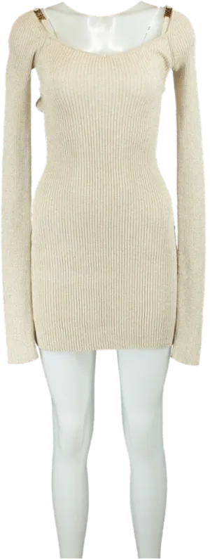 GCDS Beige Ribbed Knit Dress UK 8