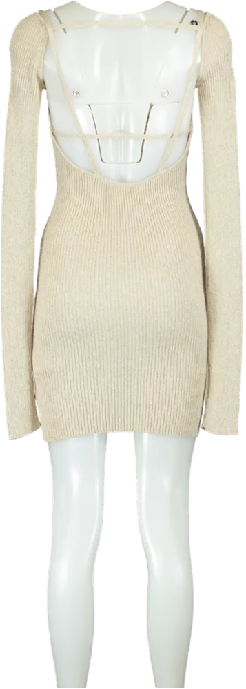 GCDS Beige Ribbed Knit Dress UK 8