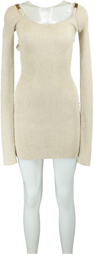 GCDS Beige Ribbed Knit Dress UK 8