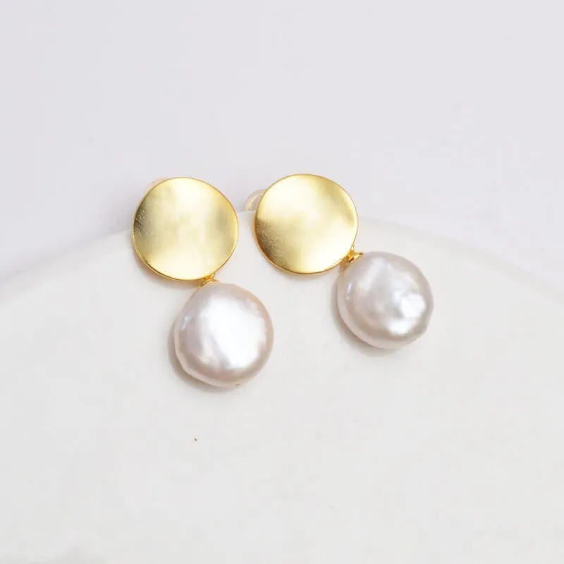 Genuine Vintage Freshwater Pearl  925 Sterling Silver Earring women's Fine jewelry