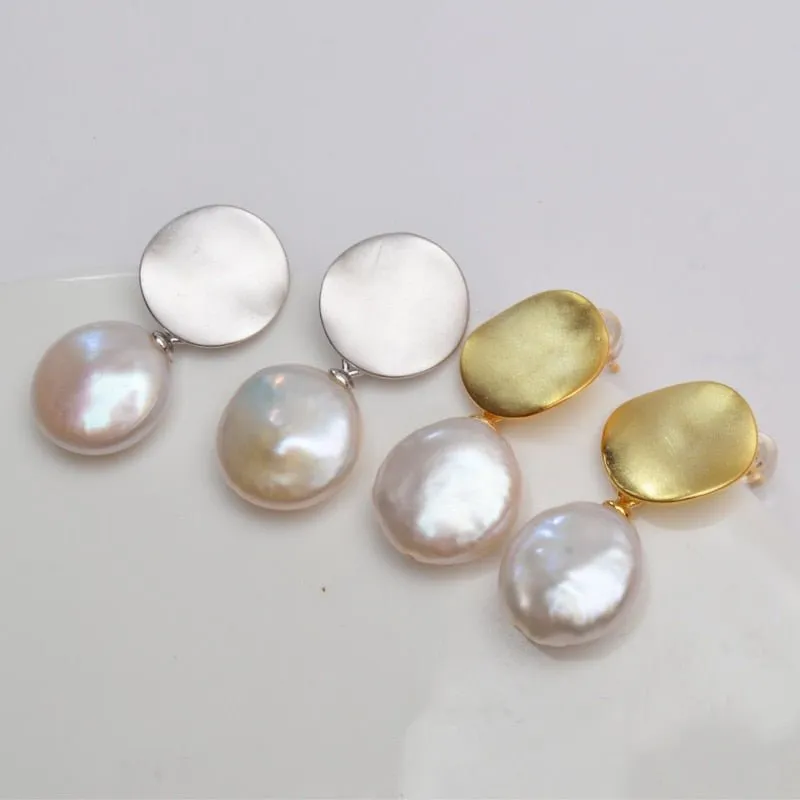 Genuine Vintage Freshwater Pearl  925 Sterling Silver Earring women's Fine jewelry