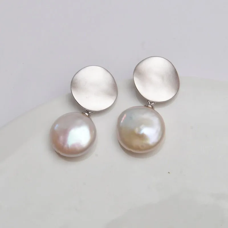 Genuine Vintage Freshwater Pearl  925 Sterling Silver Earring women's Fine jewelry