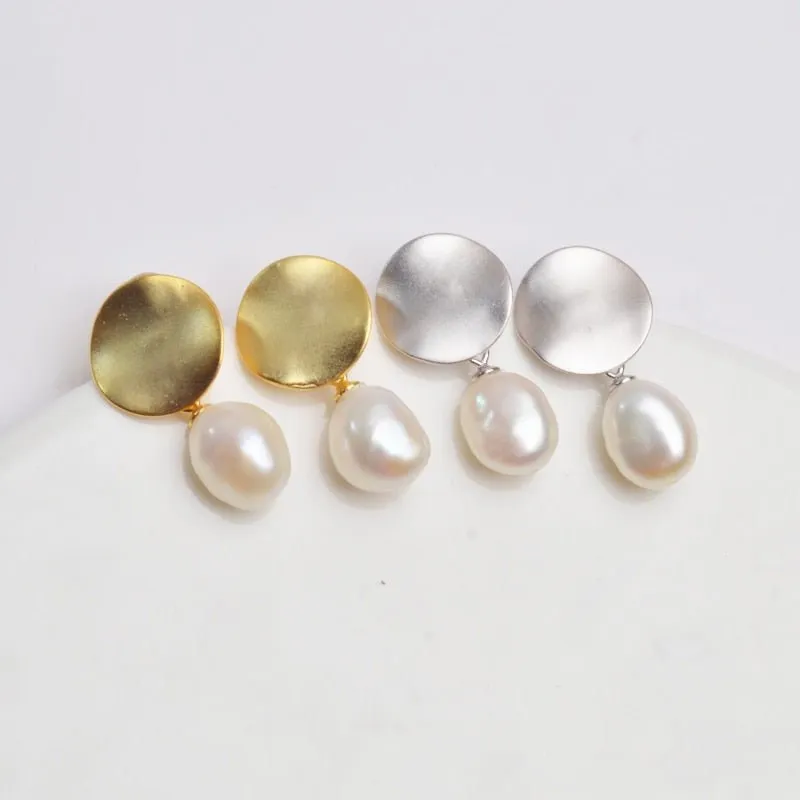 Genuine Vintage Freshwater Pearl  925 Sterling Silver Earring women's Fine jewelry