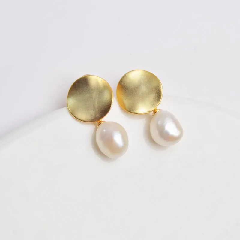 Genuine Vintage Freshwater Pearl  925 Sterling Silver Earring women's Fine jewelry