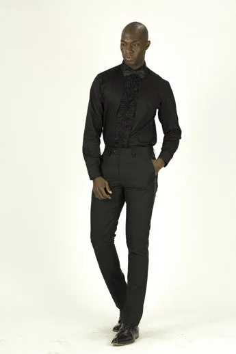 Giovanni Testi Black Slim Fit Tuxedo Pants